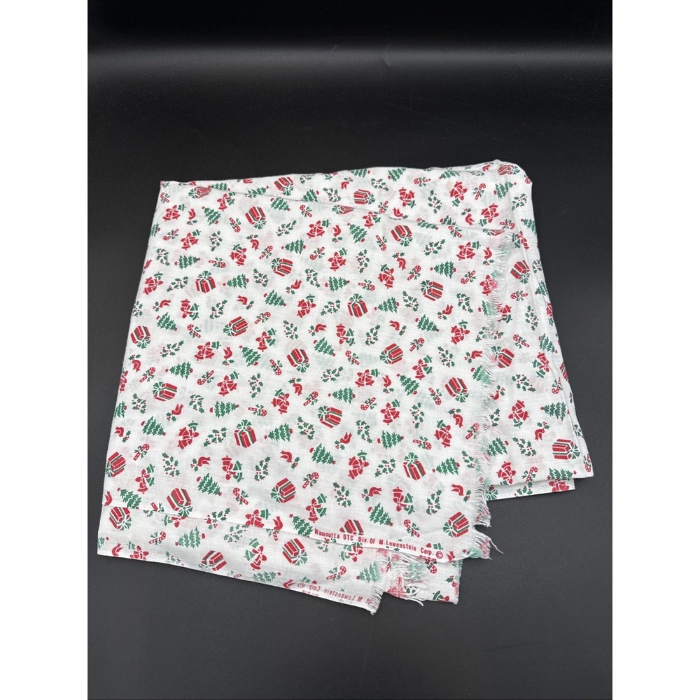 vintage wamsutta cotton fabric Christmas Trees Bells Lowenstein 47 X 44"